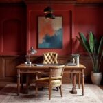 British Red Medieval Wood Home Office