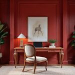 French Red Neoclassical Wood Home Office