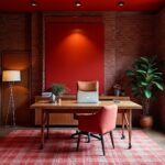 British Red Neoclassical Wood Home Office