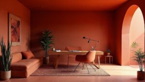 American Red Post-Modern Brick Home Office