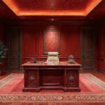 French Red Renaissance Ceramic Home Office