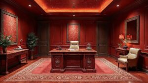 French Red Renaissance Ceramic Home Office
