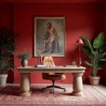 Greek Red Roman Stone Home Office
