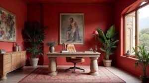 Greek Red Roman Stone Home Office