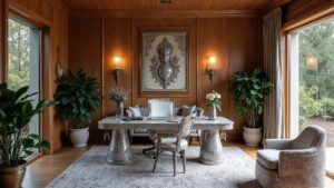 African Ancient Wood Home Office Medium in size