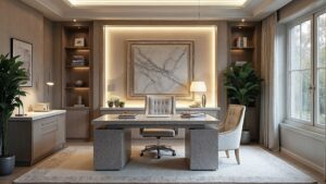 Italian Art Deco Stone Home Office Medium in size