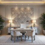 Middle Eastern Silver Futurism Glass Home Office