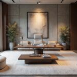 Japanese Silver Contemporary Stone Home Office