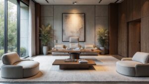 Japanese Silver Contemporary Stone Home Office