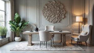 Italian Silver Futurism Wood Home Office