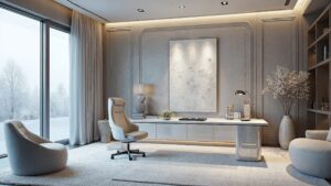 Russian Silver Futurism Glass Home Office