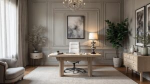 American Silver Mid-Century Wood Home Office