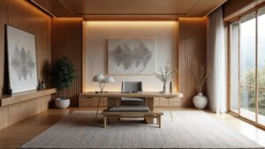 Japanese Silver Modern Bamboo Home Office