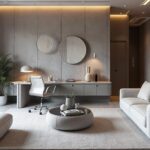 Italian Silver Post-Modern Concrete Home Office