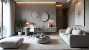 Italian Silver Post-Modern Concrete Home Office