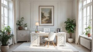 French Baroque Stone Home Office Medium in size