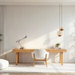 Japanese White Modern Bamboo Home Office