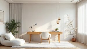 Japanese White Modern Bamboo Home Office