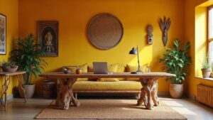 African Ancient Wood Home Office Medium in size