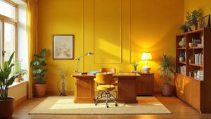 American Yellow Art Deco Glass Home Office