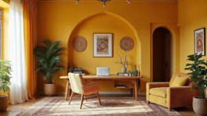 Middle Eastern Yellow Post-Modern Textile Home Office