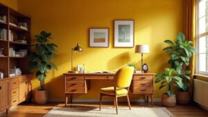 American Mid-Century Wood Home Office Medium in size