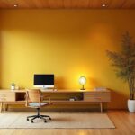 Japanese Yellow Modern Bamboo Home Office